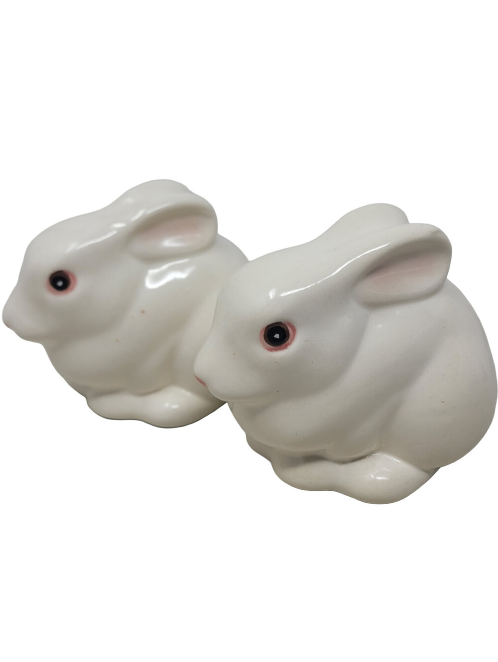 Rare Vintage White Bunny Rabbit Salt & Pepper Shakers Stamped Metlox Calif